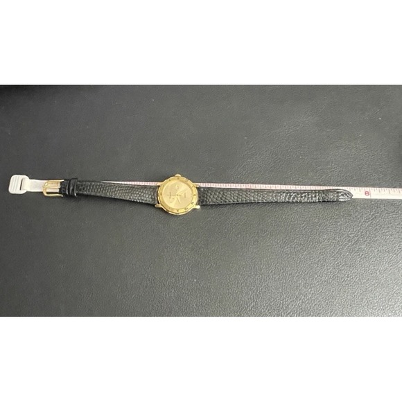 Vintage XANADU Women Watch Scissor Hands WORKS Gold Tone Black Leather Swiss - Picture 14 of 16